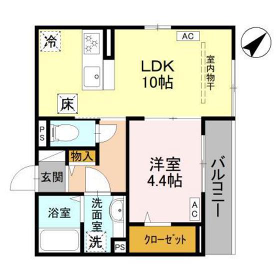 LA CHANCE和田町(1LDK/1階)の間取り写真