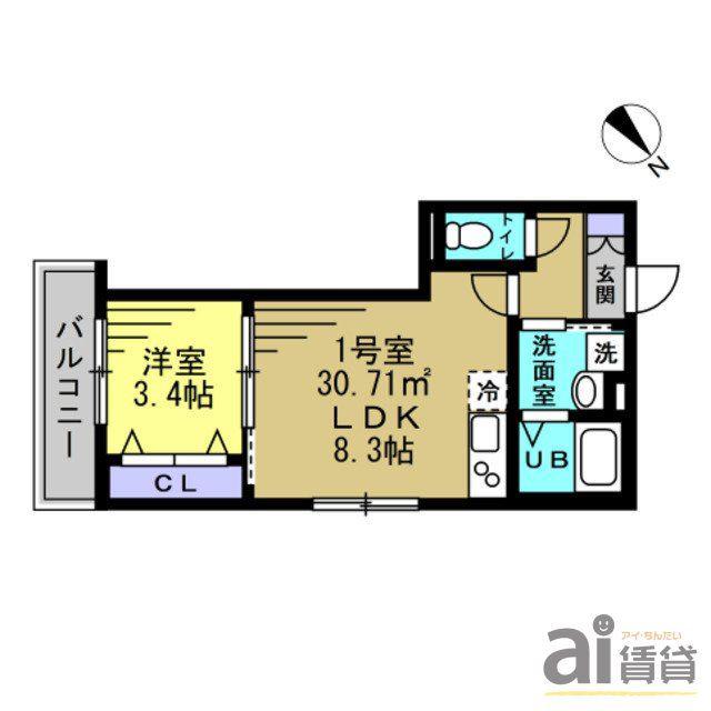 LEAF HILLS KAMIFUKUOKA リーフヒルズカミフクオカ(1LDK/2階)の間取り写真