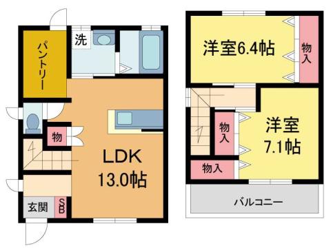 牡丹園参番館(2LDK/1階)の間取り写真