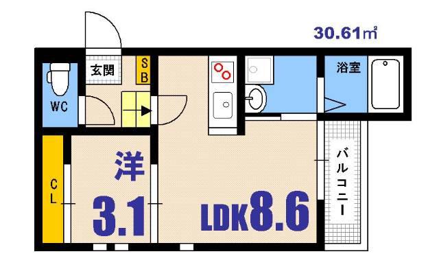 GRANDTIC青崎(1LDK/1階)の間取り写真