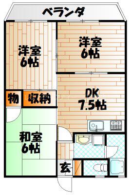 プチメゾン森林(3DK/3階)の間取り写真