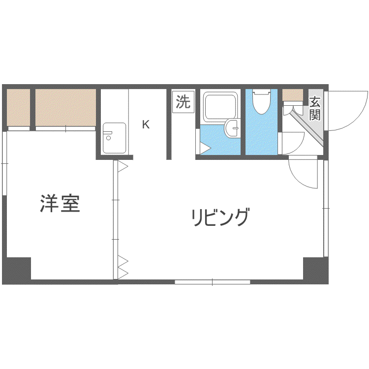 ラ・ヴィルヴェール円山(1LDK/1階)の間取り写真