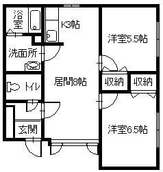 イーストサイドハイツ(2LDK/2階)の間取り写真
