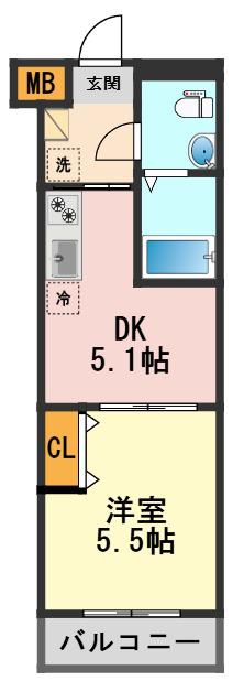 ミライズ柴又レジデンス(1DK/2階)の間取り写真