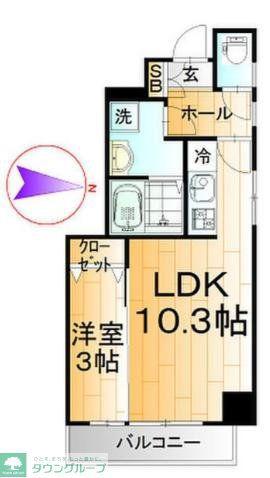 プラシードテラス森下(1LDK/4階)の間取り写真