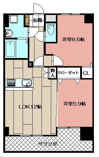 KIND HEART(2LDK/6階)の間取り写真