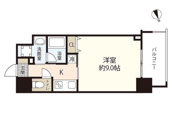 ブリリアンクラス河原町(1K/5階)の間取り写真