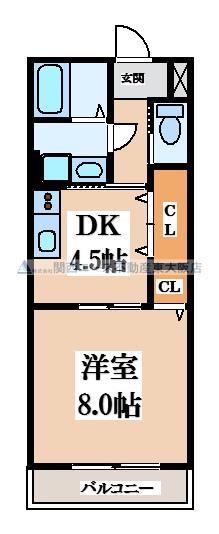 リバーサイド・ルーチェ(1DK/2階)の間取り写真