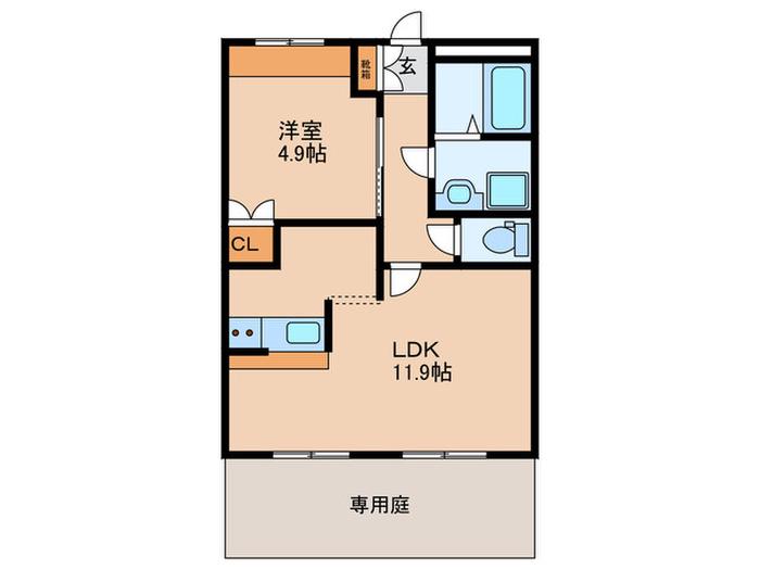 ベルメゾン・ルージュ(1LDK/1階)の間取り写真