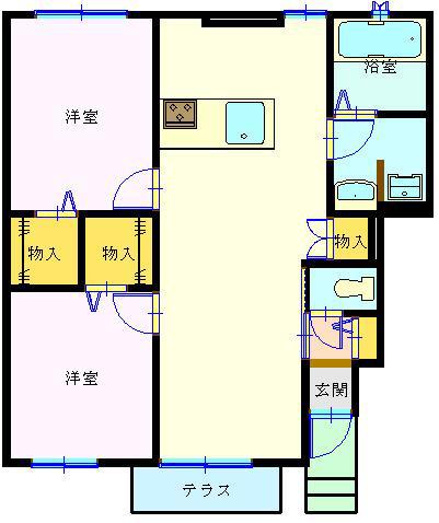 アンプルール(2LDK/1階)の間取り写真
