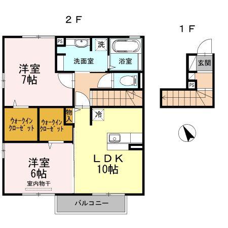 プレミアムコート I(2LDK/2階)の間取り写真