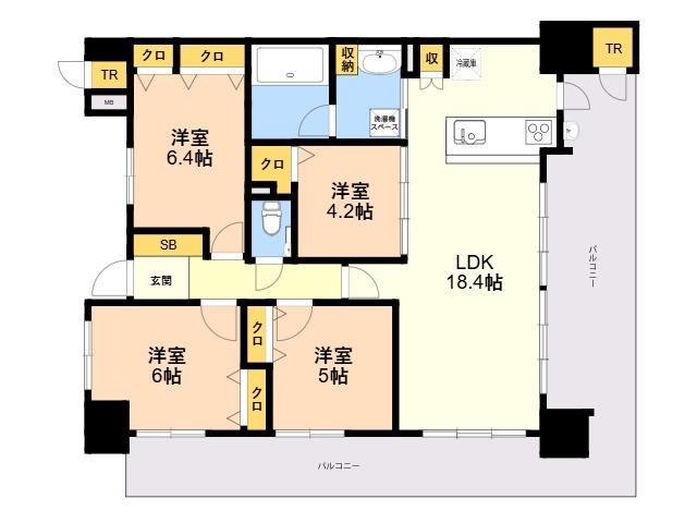 S-RESIDENCE愛宕サウス(4LDK/8階)の間取り写真
