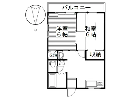 カモミール(2DK/2階)の間取り写真