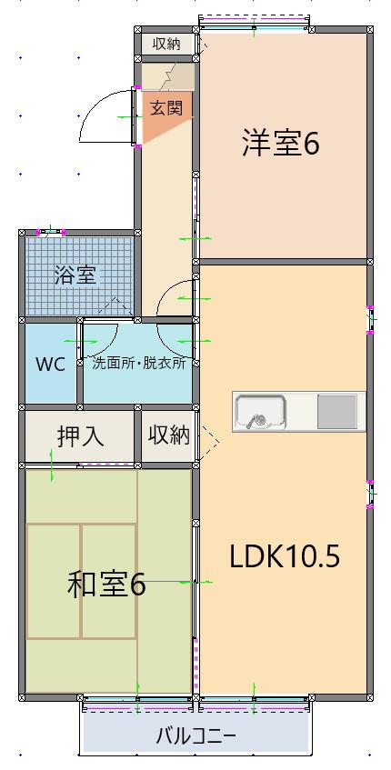 エクセラン佐藤 A(2LDK/1階)の間取り写真