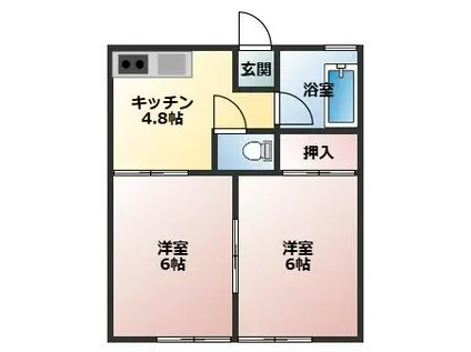 コーポ雅(2K/2階)の間取り写真