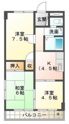 コーポ杉山VII(3K/3階)の間取り写真