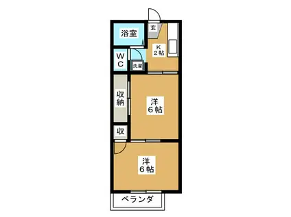 タカラハイツ(2K/2階)の間取り写真