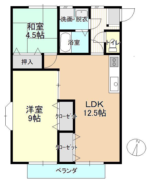 マンションルーブランB棟(2LDK/2階)の間取り写真