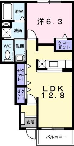 レジデンス福園(1LDK/1階)の間取り写真