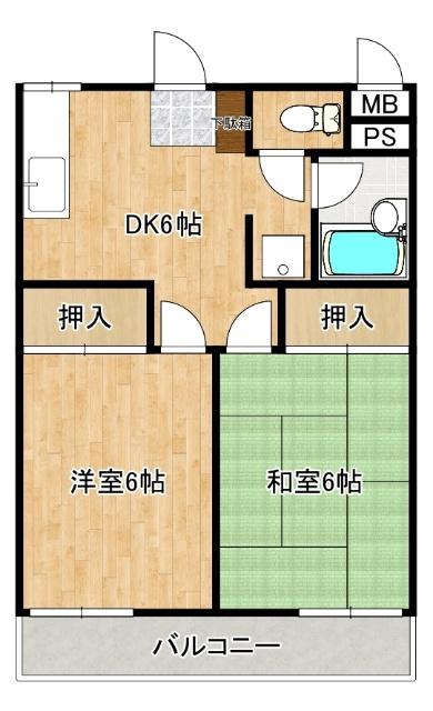 メゾン渡辺(2DK/1階)の間取り写真