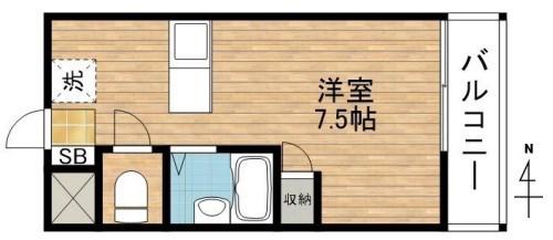 クラージュ保城(ワンルーム/5階)の間取り写真