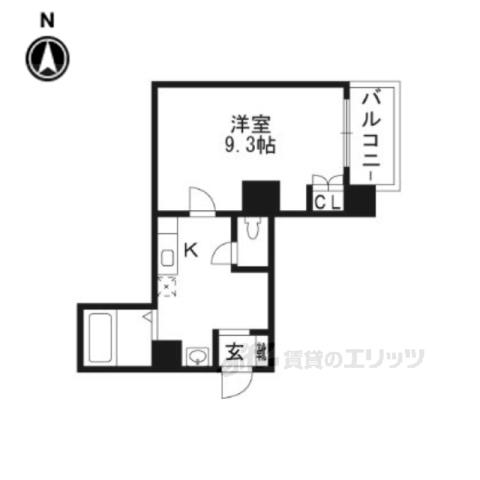 CASA VERDE 高辻(1K/6階)の間取り写真