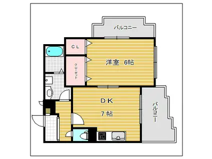 第3春幸ビル(1DK/3階)の間取り写真