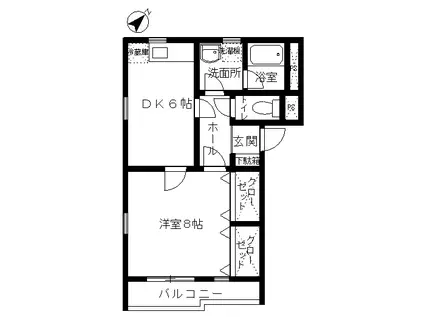 コート・フィオーレB(1DK/2階)の間取り写真