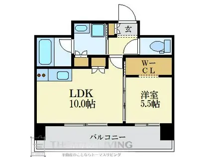 レクサスガーデン箱崎タワーズイースト(1LDK/5階)の間取り写真