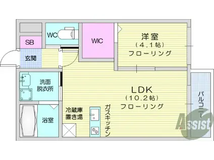 渡幸ベルメゾンDOG&CATⅤ(1LDK/1階)の間取り写真