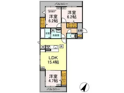 ガーベラ・グレイス(3LDK/2階)の間取り写真