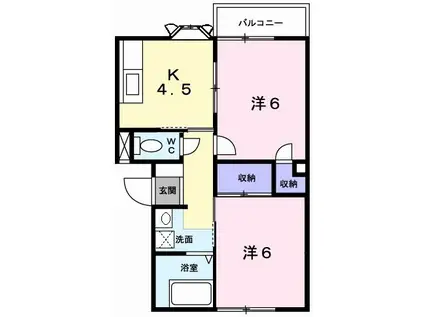 リバティーベルI(2K/1階)の間取り写真