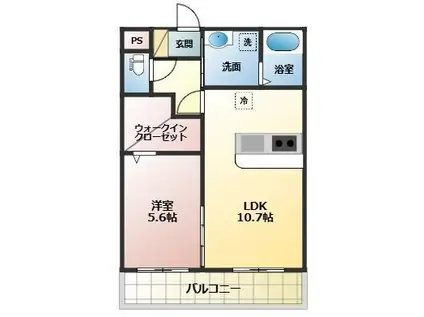 BLISS高松(1LDK/2階)の間取り写真