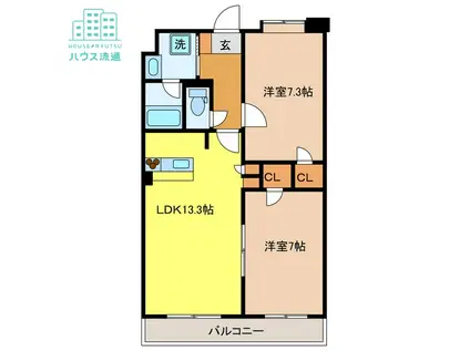 フロンティアエム(2LDK/9階)の間取り写真