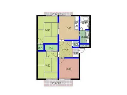 プルミエらく(3K/2階)の間取り写真