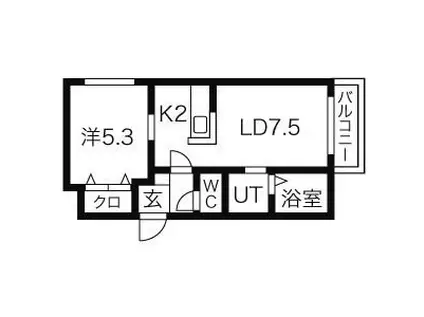 ポラリス環状通東(1LDK/2階)の間取り写真