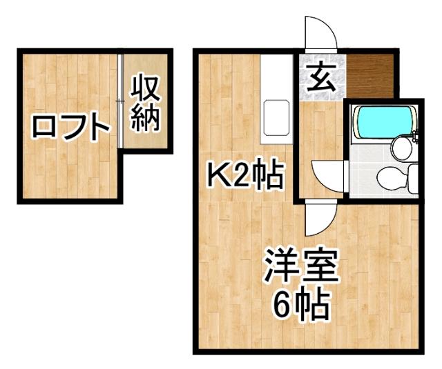 ロフトハウス帯広東(1K/2階)の間取り写真