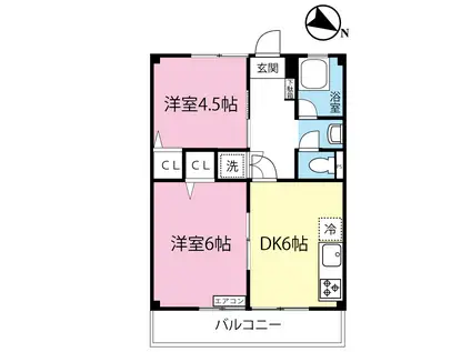 グランドール生田II(2DK/4階)の間取り写真