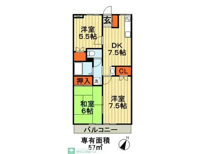 クレスト蘇我(3DK/2階)の間取り写真