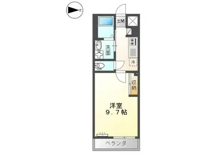 ガーデン(1K/2階)の間取り写真