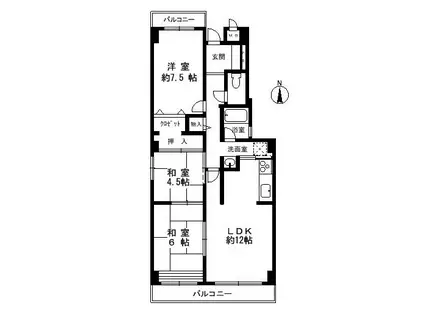 小原田コーポラス(3LDK/2階)の間取り写真