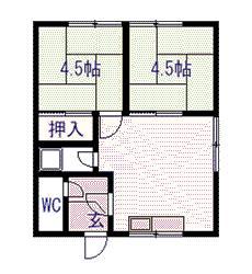 ノエル大町(2DK/2階)の間取り写真