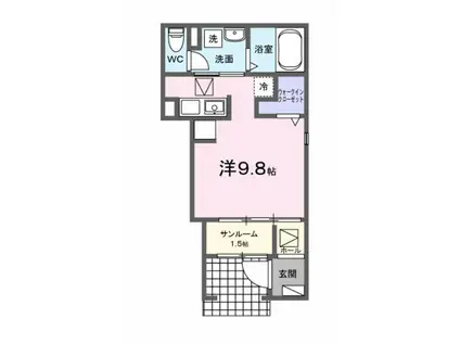 ベルシオン東古松(ワンルーム/1階)の間取り写真