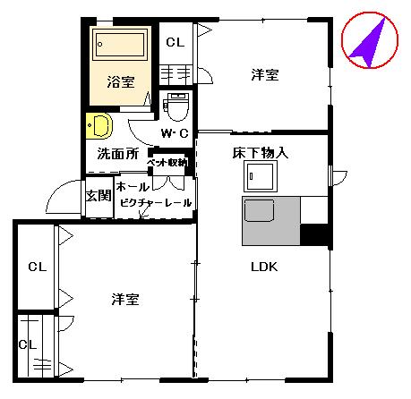 サンライト光の森(2LDK/1階)の間取り写真
