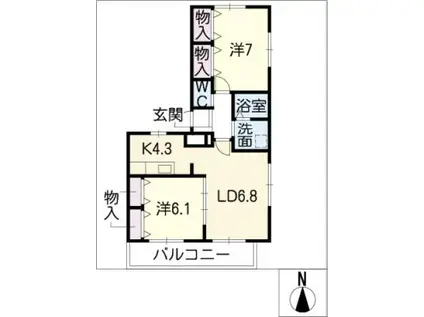 メゾン アンジュ II(2LDK/1階)の間取り写真