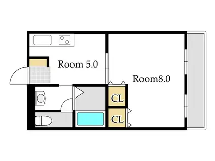 ウェルライフマンションエイブル(1DK/4階)の間取り写真