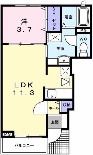 ルミエール(1LDK/1階)の間取り写真