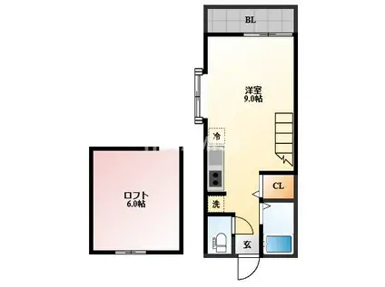 エスポワール本尾(ワンルーム/1階)の間取り写真