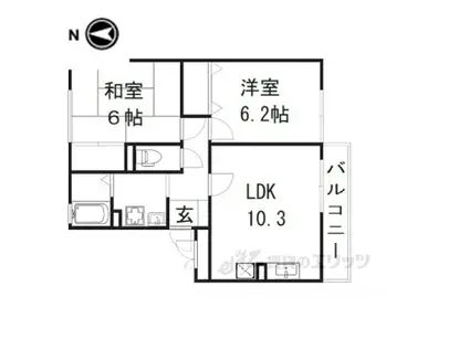 セジュールN-Ⅰ(2LDK/3階)の間取り写真