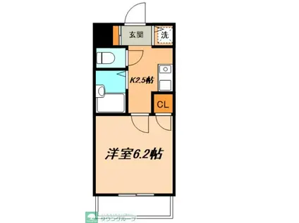 クレストヴィラ市川(1K/1階)の間取り写真